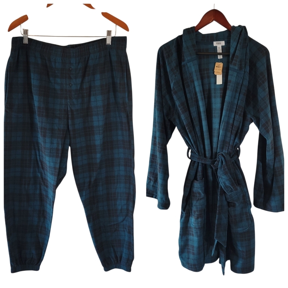 Victoria’s Secret Pink Blue Plaid Hooded Pajama Set XXL Loungewear Unisex